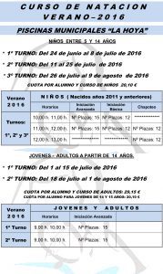 Cursos de Natación 2016