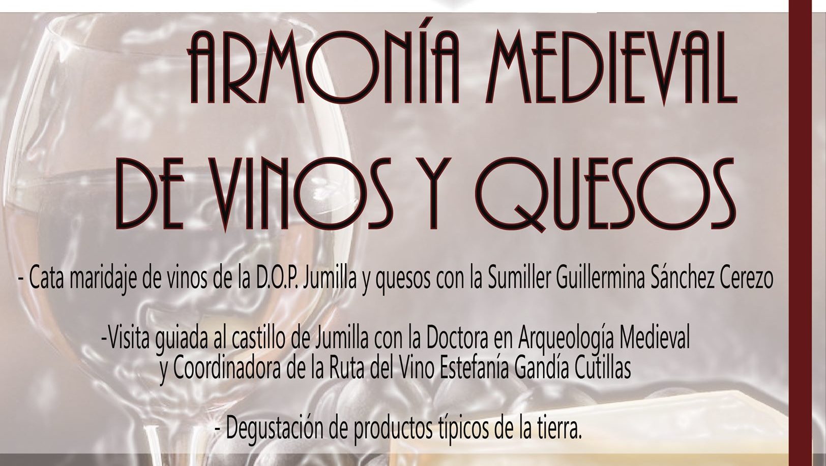La Ruta del Vino armonizará vinos y quesos en el Castillo de Jumilla