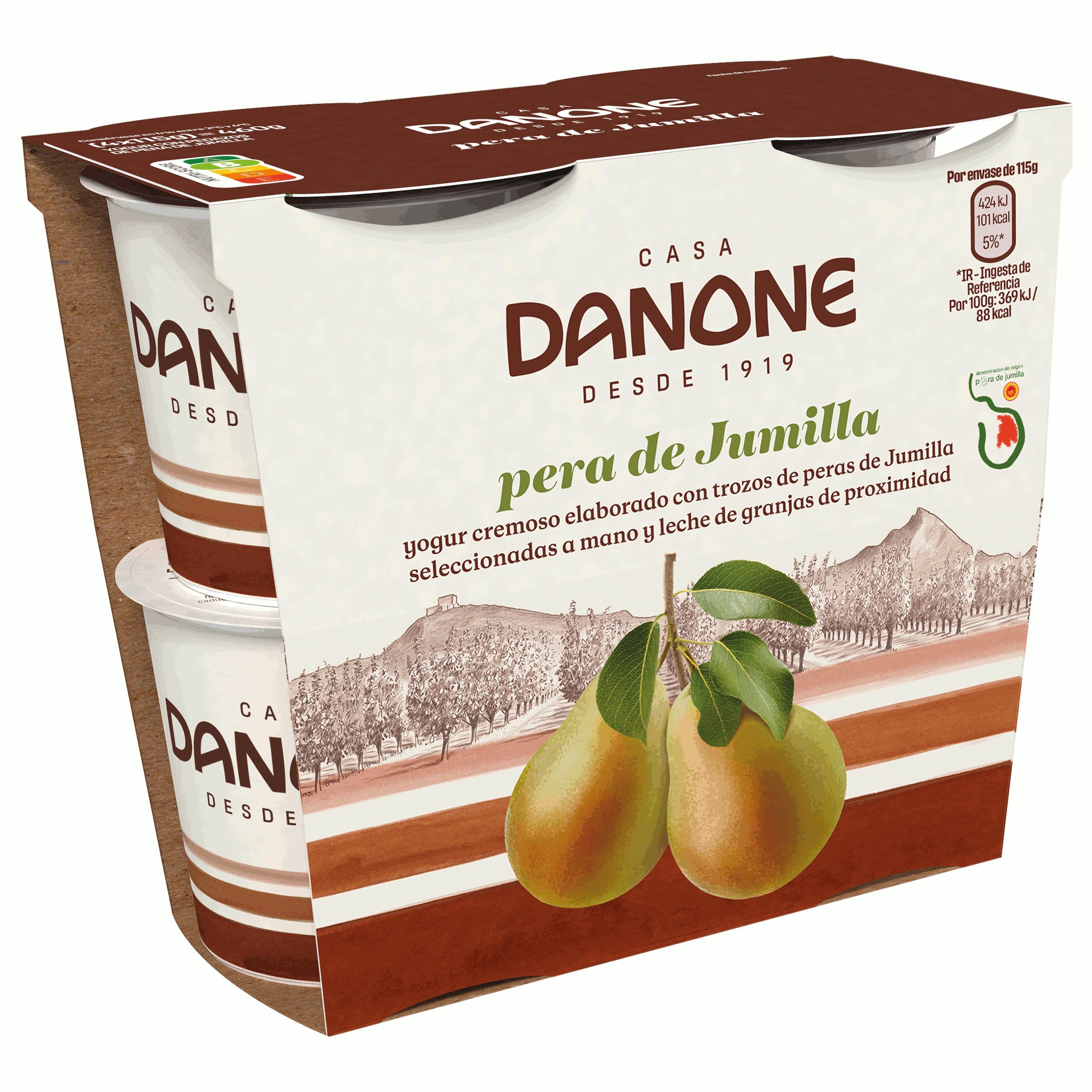 El grupo Danone elige la Pera de Jumilla para lanzar su yogur cremoso con frutas regionales