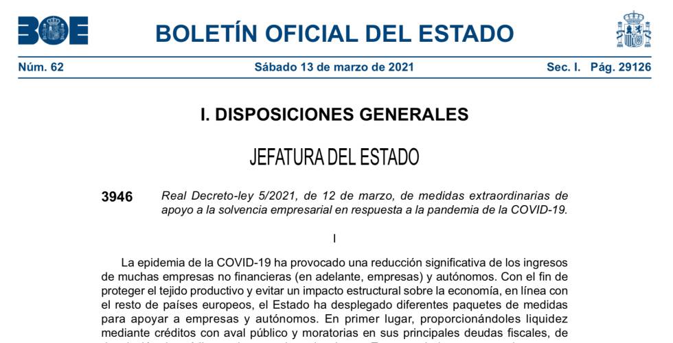 Autónomos y empresas pueden solicitar hasta el 28 de junio las ayudas del Gobierno de España para «apoyo a la solvencia empresarial»