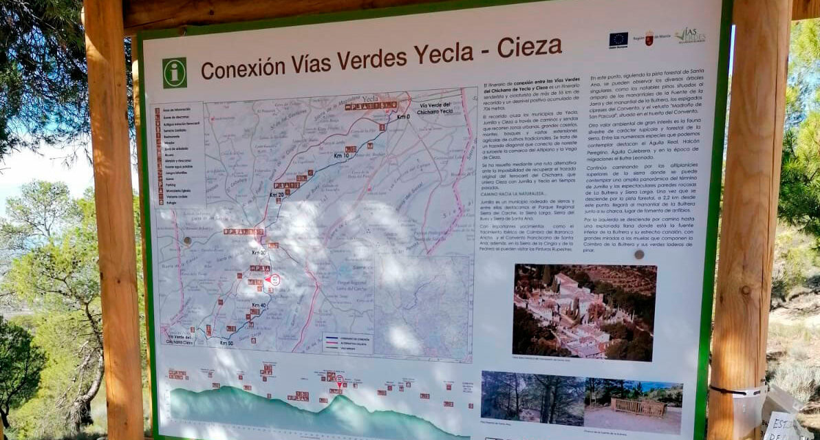 Turismo adecúa un nuevo itinerario en Jumilla que conecta las vías verdes del Chicharra de Yecla y de Cieza