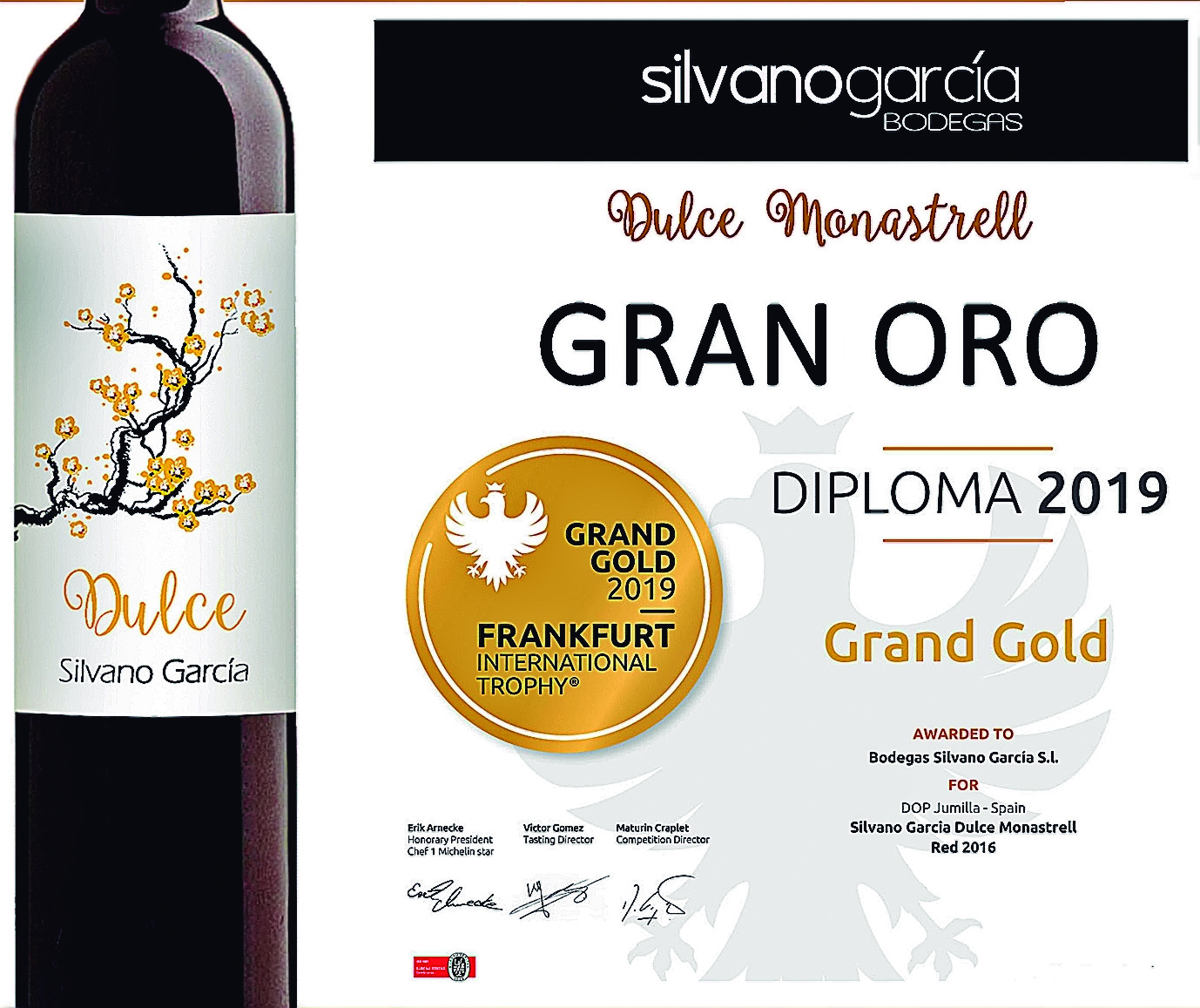 El vino Silvano García Dulce Monastrell recibe una Gran Medalla de Oro en Alemania
