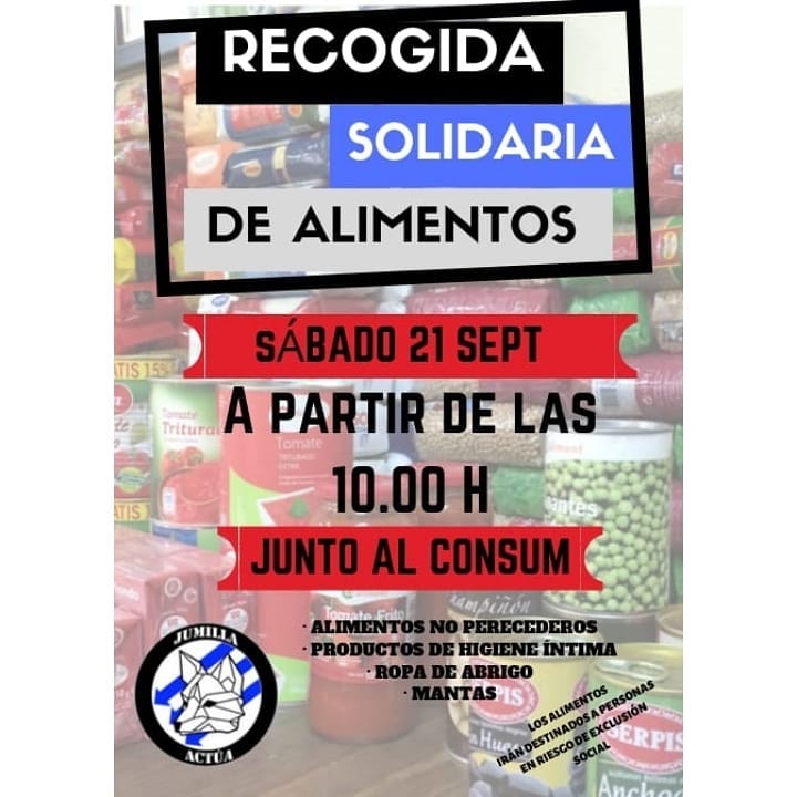 Jumilla Actúa realizará una nueva recogida solidaria de alimentos
