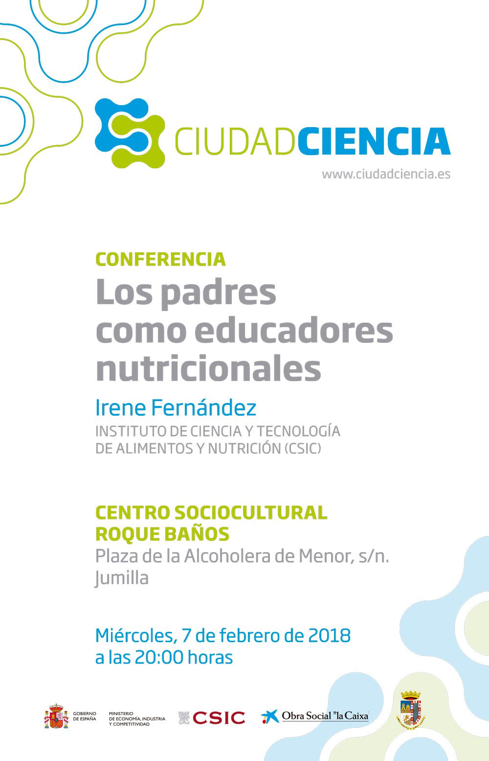 Los padres como educadores nutricionales, próxima charla de Ciudad Ciencia en Jumilla