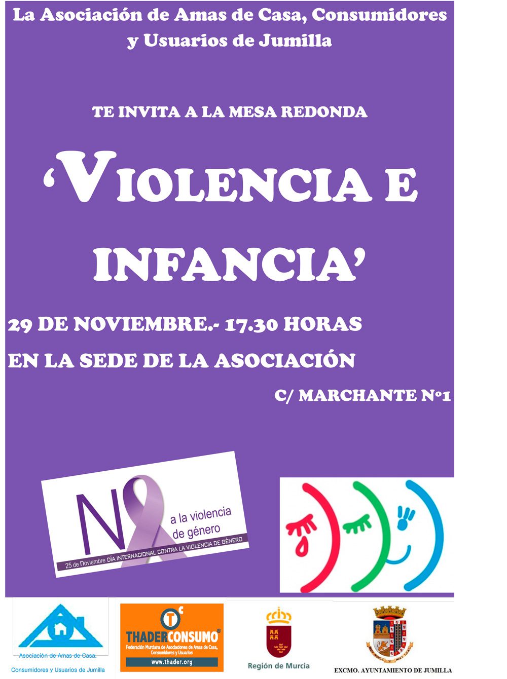 La Asociación de Amas de Casa, Consumidores y Usuarios de Jumilla ha organizado una mesa redonda sobre ‘Violencia e infancia’