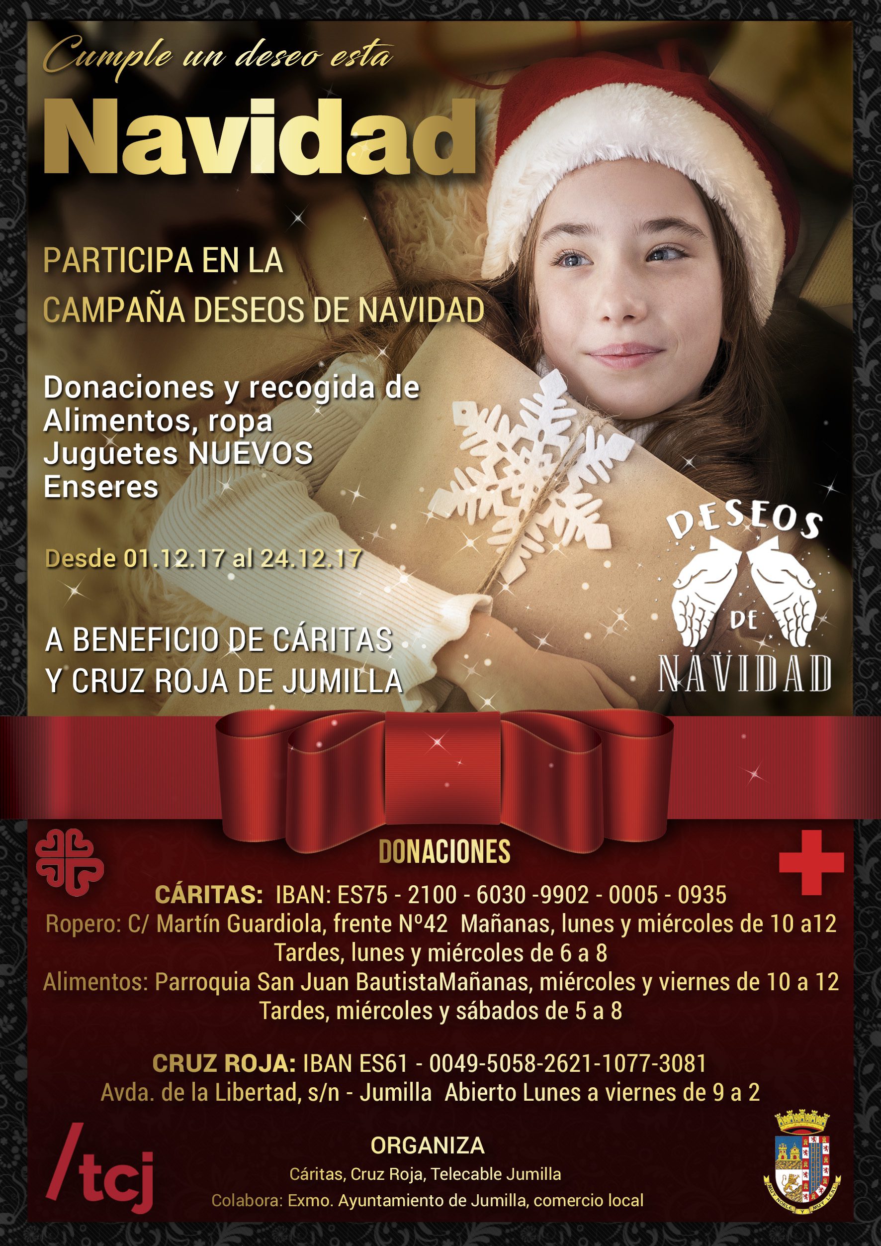 Tele Jumilla pone en marcha una campaña navideña en favor de Cáritas y de Cruz Roja Jumilla