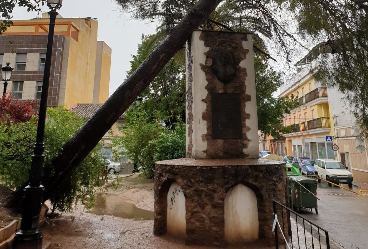 Las fuertes lluvias y los vientos dejan en Jumilla una veintena de incidencias
