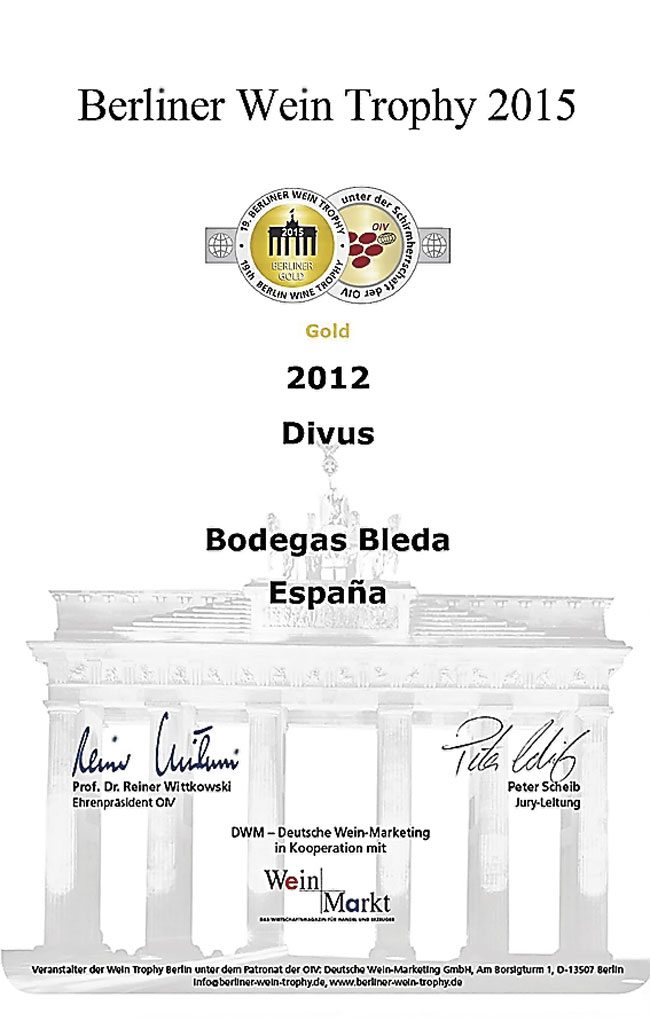 Bodegas Bleda obtiene doble medalla de oro en la 19 edición de la Berliner Wein Trophy