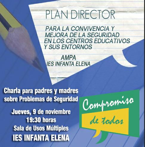 El AMPA del Infanta Elena ha organizado para mañana jueves una charla para padres y madres sobre acoso escolar y consumo de drogas y alcohol