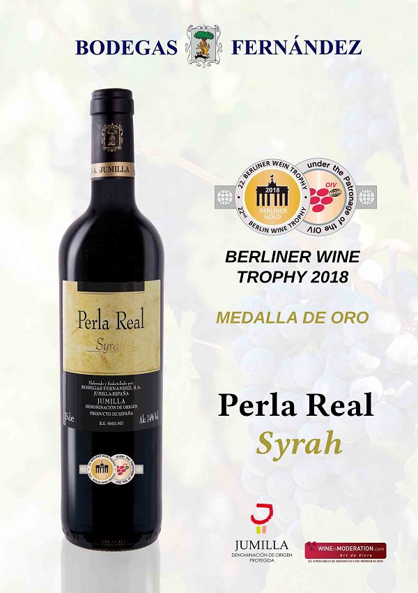 Bodegas Fernández gana una medalla de oro en la Berliner Wine Trophy con el vino Perla Real Syrah 2017
