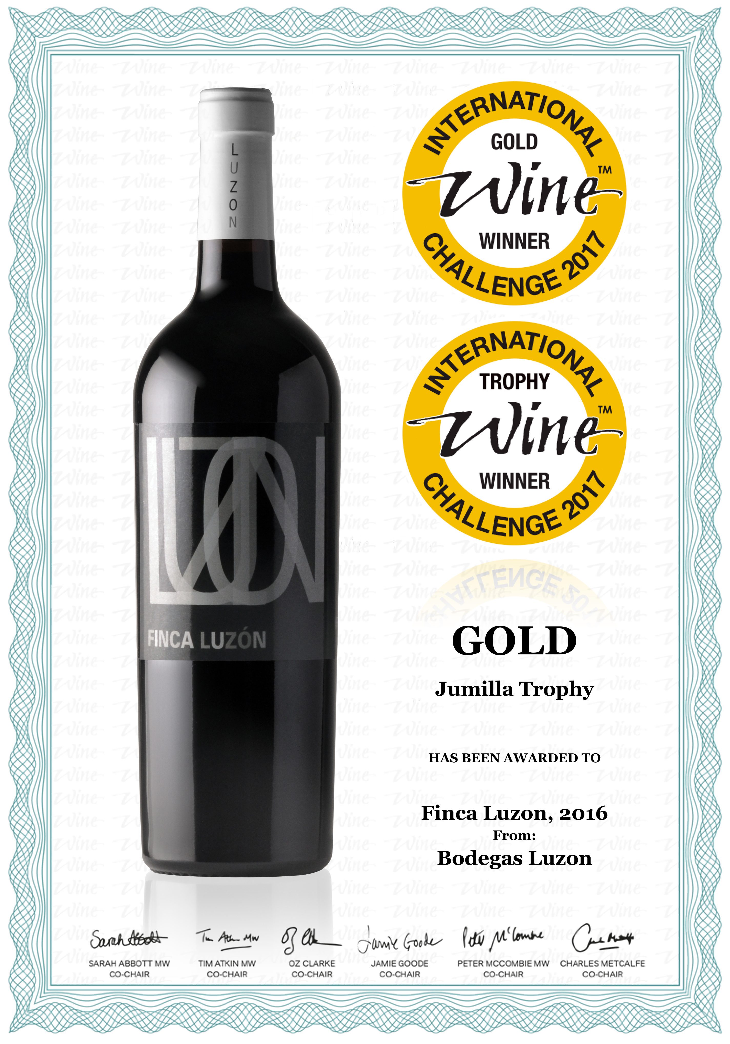 Finca Luzón 2016 medalla de Oro del certamen International Wine Challenge 2017