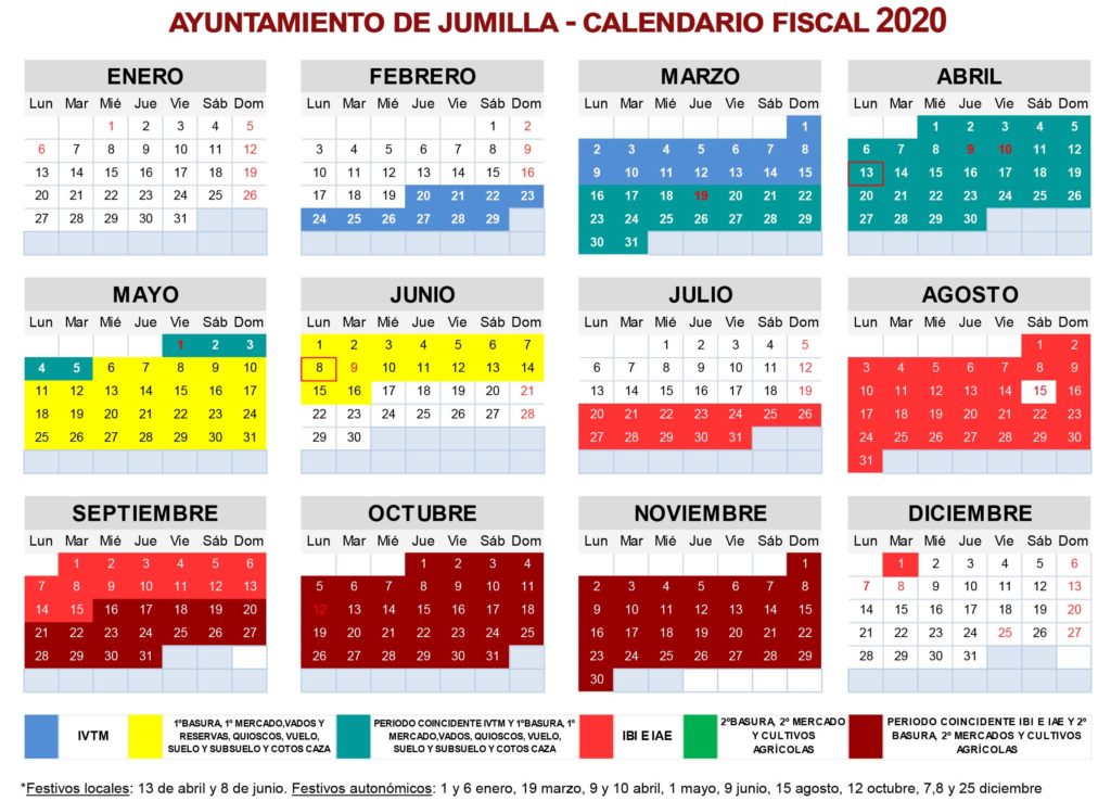 El Ayuntamiento hace público el calendario fiscal de 2020 Siete Días