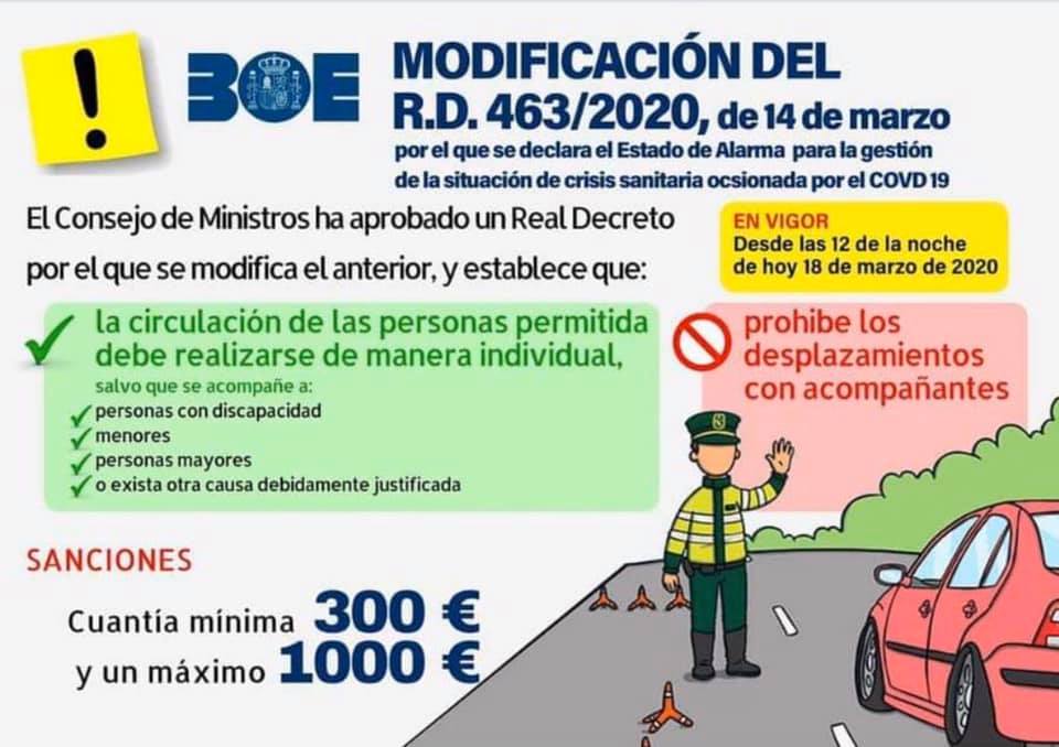 La Policía Local de Jumilla recuerda las normas para el uso de vehículos en los días de Estado de Alarma