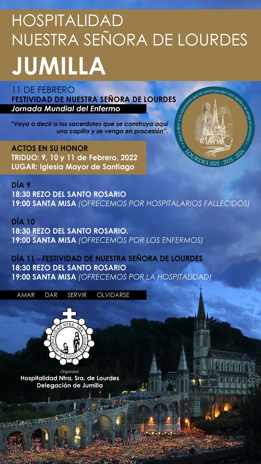 La Hospitalidad celebrará la festividad de Lourdes con un triduo en Santiago