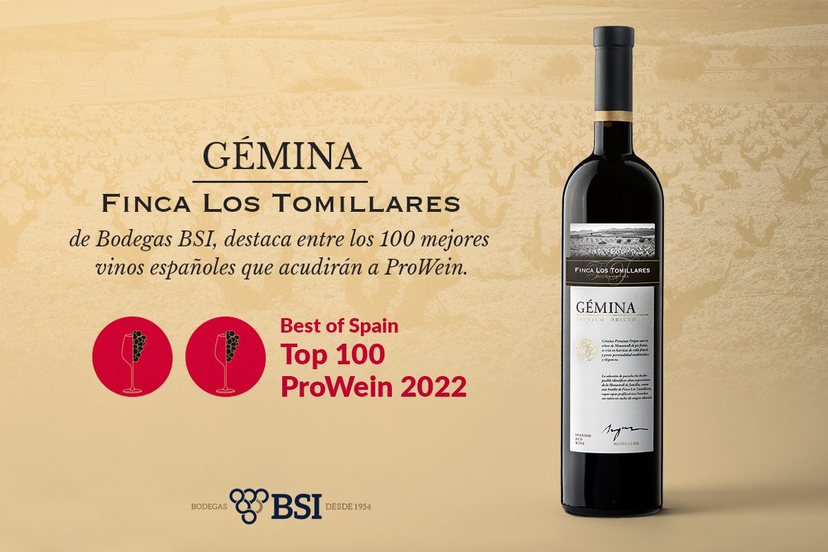 Gémina Finca Los Tomillares 2018 de BSI, estará entre los 100 mejores vinos en la feria ProWein