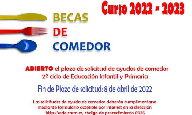 Abierto el plazo de solicitud de becas de comedor para Infantil y Primaria