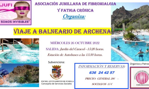 La Asociación de Fibromialgia organiza un viaje al balneario de Archena este miércoles