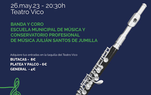 La Banda y Coro de la Escuela de Música  y el Conservatorio, despiden hoy el curso con un concierto solidario en el Vico