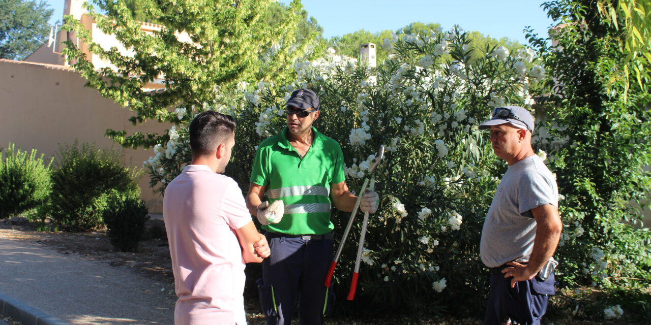 Jardines y Medio Ambiente realiza el mantenimiento de zonas verdes en La Estacada