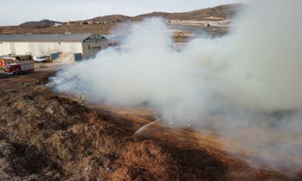 El incendio en una masa de compostaje requiere de un gran despliegue para su extinción