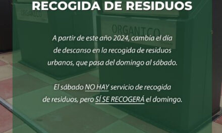 El Ayuntamiento cambia el día de descanso en la recogida de basura, que pasa del domingo al sábado