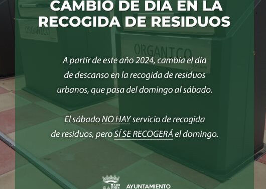 El Ayuntamiento cambia el día de descanso en la recogida de basura, que pasa del domingo al sábado