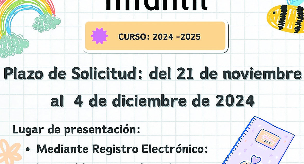 Las becas para 2º ciclo de Infantil se pueden solicitar hasta el 4 de diciembre