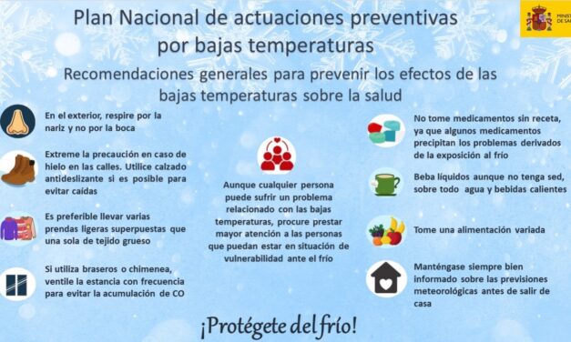 Salud lanza recomendaciones a la población para protegerse de las bajas temperaturas, una vez activados los planes preventivos