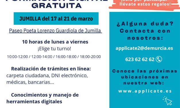 Applícate vuelve a Jumilla para formar de manera gratuita en competencias digitales
