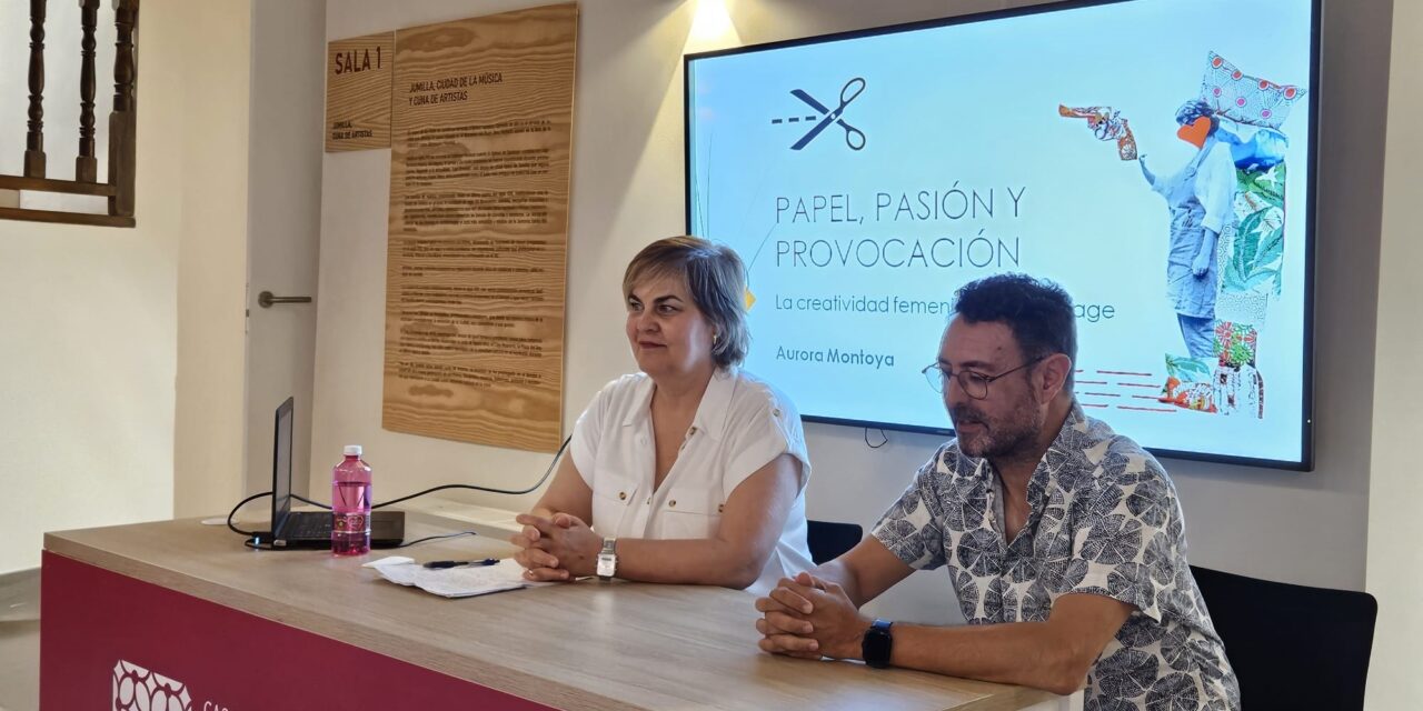 La artista Aurora Montoya plasma su trayectoria en el collage en una conferencia y una exposición