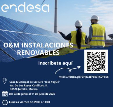 Endesa y el Ayuntamiento ofrecen un curso gratuito sobre Operaciones y Mantenimiento de Instalaciones Renovables