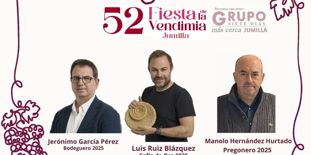 Luis Ruiz será Cofín de Oro 2025, Jerónimo García Bodeguero Mayor, y Manolo HH, el pregonero de la Fiesta de la Vendimia