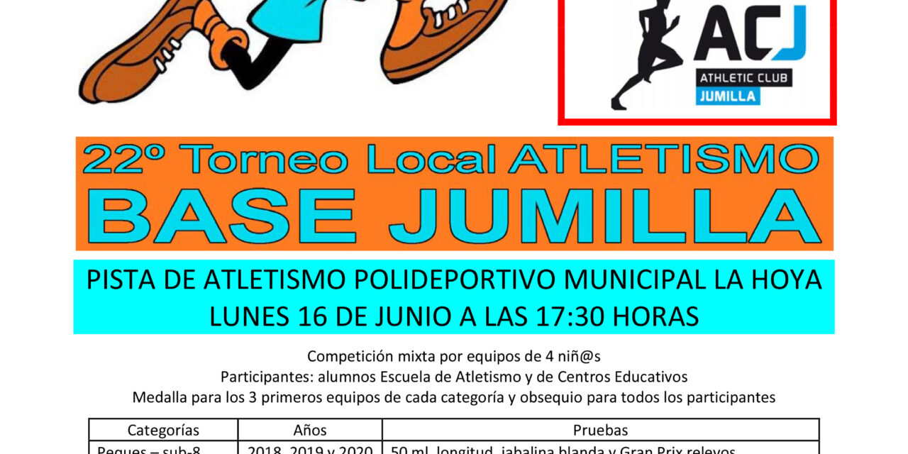 El lunes se disputa en Jumilla el 22 Torneo Local de Atletismo Base, que volverá a ser solidario