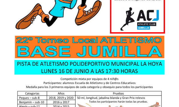 El lunes se disputa en Jumilla el 22 Torneo Local de Atletismo Base, que volverá a ser solidario