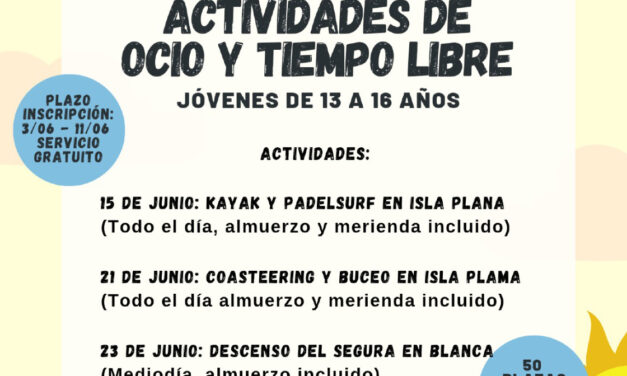 Política Social ofrece actividades gratuitas de Ocio y Tiempo Libre