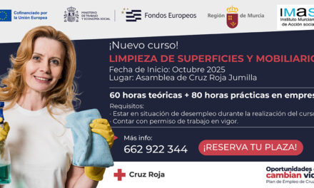 Cruz Roja Jumilla oferta un curso de limpieza de superficies y mobiliario
