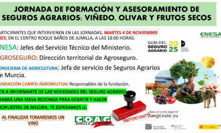Coag celebra una jornada formativa sobre seguros agrarios en explotaciones de viñedo, frutos secos y olivar