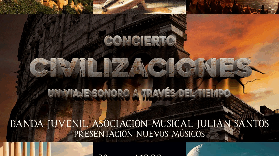 La banda juvenil de la Asociación Musical Julián Santos celebra Santa Cecilia con “Civilizaciones: Un viaje sonoro a través del tiempo”