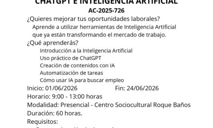 Abierto el plazo de inscripción para un curso gratuito de ChatGPT e IA dirigido a desempleados