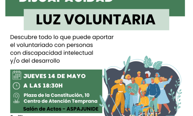 Aspajunide ofrece este jueves una charla sobre voluntariado con personas con discapacidad