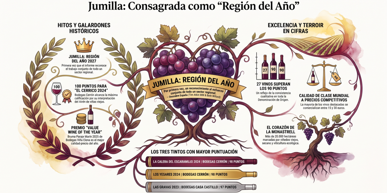 La DOP Vinos Jumilla, elegida ‘Región del Año’ por el informe especial Descubre España