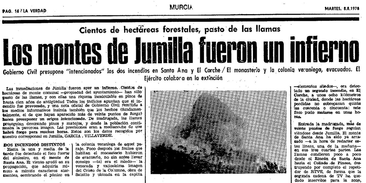 Jumilla ha perdido más de 1.800 hectáreas por incendios en el último medio siglo