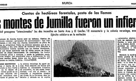 Jumilla ha perdido más de 1.800 hectáreas por incendios en el último medio siglo