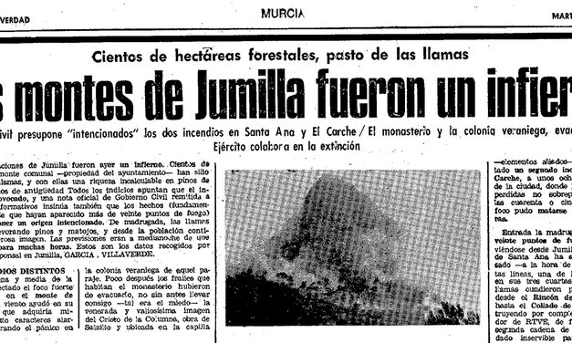Jumilla ha perdido más de 1.800 hectáreas por incendios en el último medio siglo