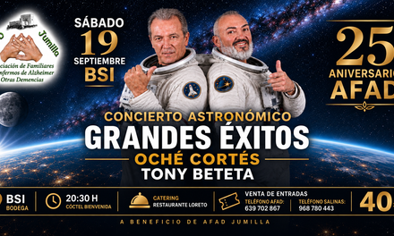 Este jueves finaliza la venta de entradas para el Concierto Astronómico de Oché Cortés y Tony Beteta para AFAD Jumilla