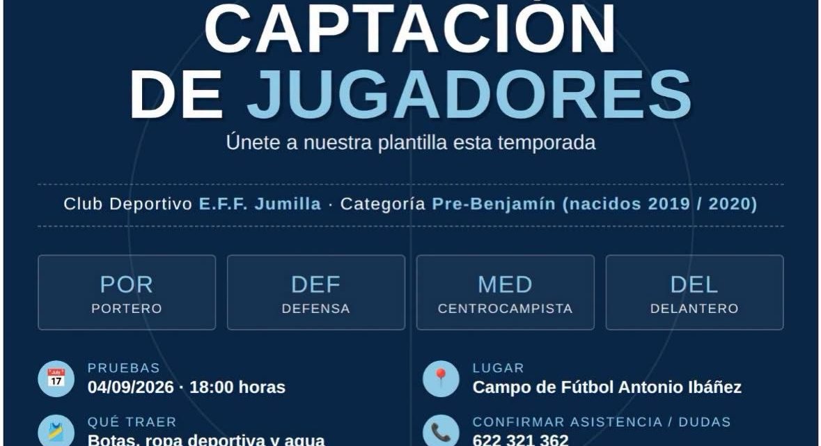 La EFF Jumilla realizará esta tarde pruebas de captación de jugadores de categoría prebenjamín