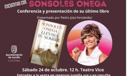 La escritora Sonsoles Ónega visitará Jumilla el 24 de octubre parar presentar su última novela ‘Llevará tu nombre’