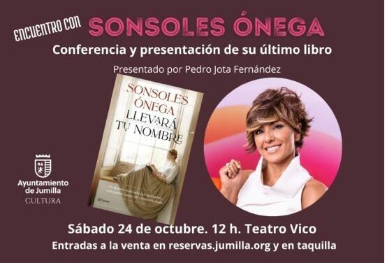 La escritora Sonsoles Ónega visitará Jumilla el 24 de octubre parar presentar su última novela ‘Llevará tu nombre’