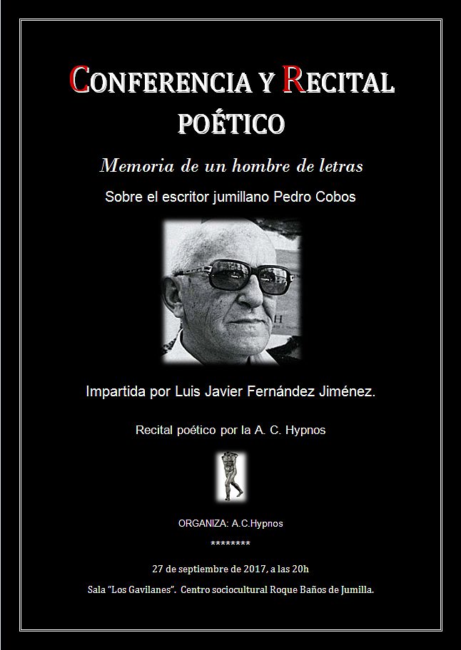 La Asociación Hypnos homenajeará a Pedro Cobos con un acto literario