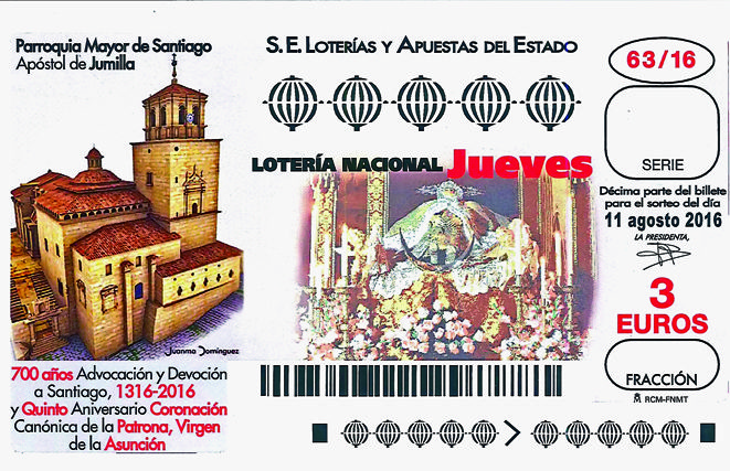 La Parroquia Mayor de Santiago ilustrará el décimo de la Lotería Nacional mañana jueves 11 de agosto
